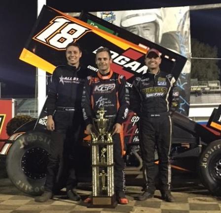 RJ finished second in the Jerry Richert Memorial at Cedar Lake Saturday in the Leyton #19 (Ian Madsen, center, won with Bill Balog, right, third)