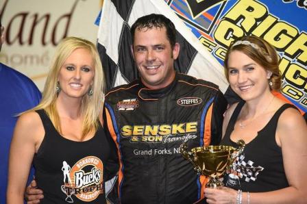 Mark Dobmeier in Victory Lane at Husets Speedway (Jeff Bylsma Photo)