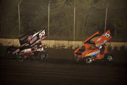 Brad chases Brooke Tatnell at LaSalle (Mark Funderburk Racing Photo)