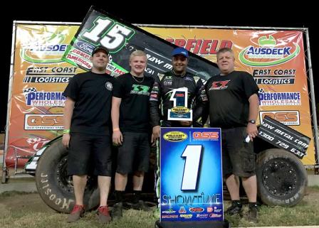 Donny Schatz picked up the WSS stop at Archerfield Speedway in Brisbane January 3 (yes that's the Lanman on the right!) (WSS Photo)