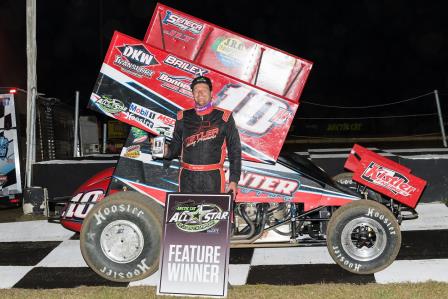 Chad Kemenah won the opener with the All Stars at Bubba Raceway Park Thursday (ASCoC Photo)