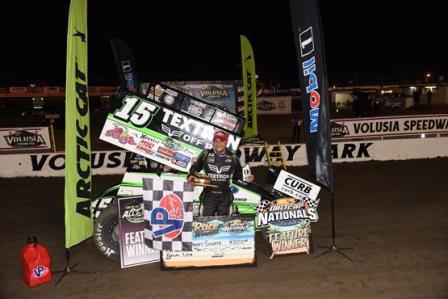 Donny Schatz won Night #1 of the 47th Annual DIRTcar Nationals at Volusia Wednesday (Paul Arch Photo)