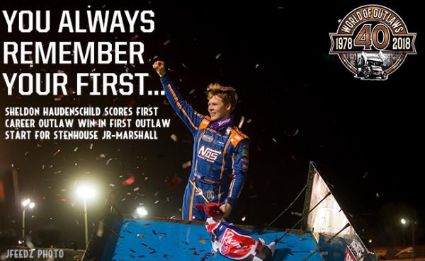 Sheldon Haudenschild Scores First Career Outlaw Win in First Outlaw Start for Stenhouse Jr./Marshall!