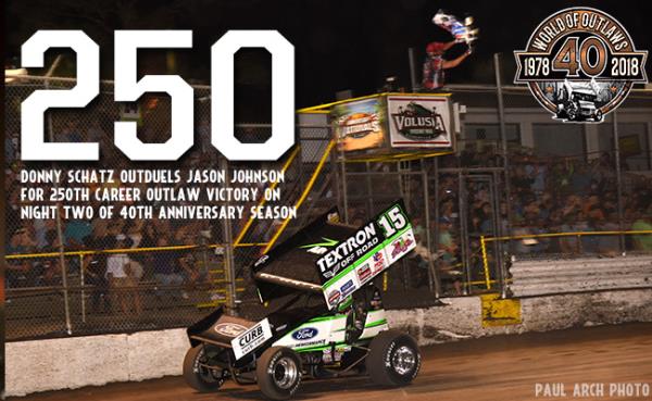 Donny Schatz Outduels Jason Johnson for 250th Career Outlaw Victory at Volusia!