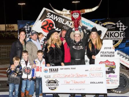 	 Brady Bacon was the class of the field on Saturday night for this first career victory at the Texas Motor Speedway Dirt Track. (Vince Vellella/ASCS)