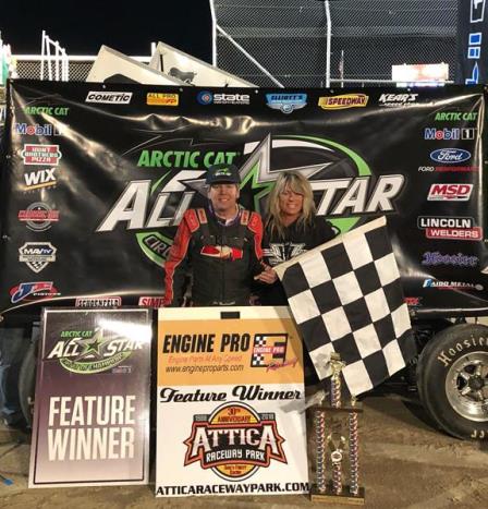 Jac Haudenschild won Friday's feature at Attica (ASCoC Photo)