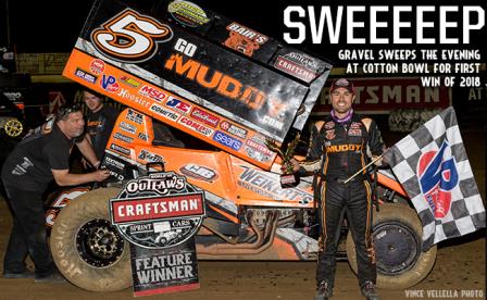 David Gravel swept the night's WoO festivities at Cotton Bowl Speedway Thursday (Vince Vellella/WoO Photo)