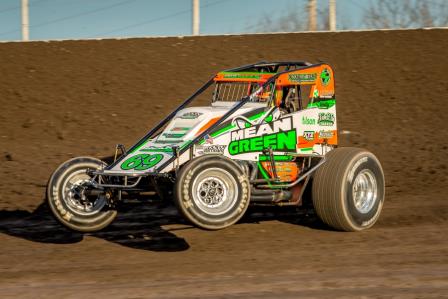 Kevin Thomas, Jr. captured his first win for the Dynamics, Inc. team Saturday night in the "Spring Showdown" at Tri-State Speedway in Haubstadt, Indiana. (Dallas Breeze Photo)