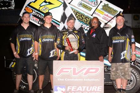 Bill Balog and the B2 Motorsports team in Victory Lane at Hancock County Speedway (Doug Johnson Photo)