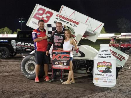 Seth Bergman won the ASCS stop at Lakeside Speedway Thursday (Terry Ford Photo)