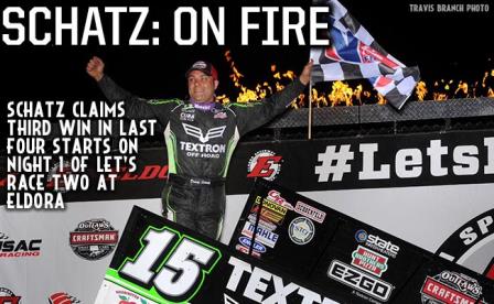 Donny Schatz won the opening night of the Let's Race Two weekend at Eldora Friday (Travis Branch Photo)