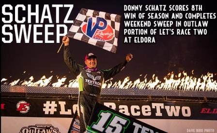 Donny Schatz swept both WoO features during Eldora's #LETSRACETWO weekend (Dave Biro/DB3 Imaging)