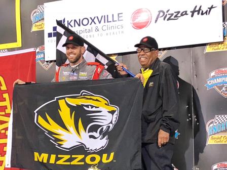 Brian Brown won his third straight feature at Knoxville Raceway Saturday night (Knoxville Raceway Photo)