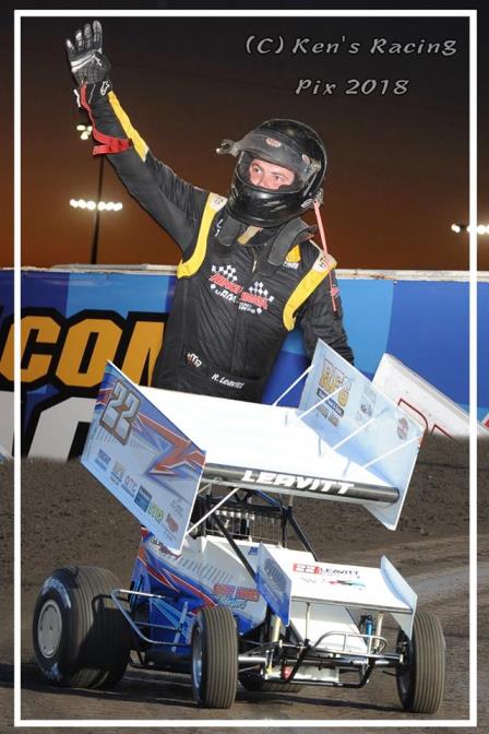 Ryan Leavitt celebrates his win last Saturday at Knoxville (Ken's Racing Pix)