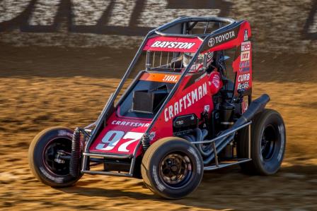 Spencer Bayston was victorious in Saturday night's USAC P1 Insurance National Midget / Indiana Midget Week feature at Lawrenceburg Speedway (Dallas Breeze Photo)