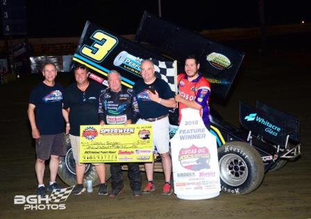 Sammy Swindell was victorious in the ASCS Speedweek stop at Creek County Thursday (Brad Harris Photo)