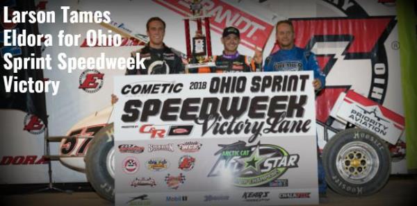 Kyle Larson Holds Back Carson Macedo and Dave Blaney for Ohio Speedweek Victory at the Big E