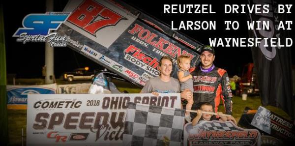 Aaron Reutzel Drives by Kyle Larson to Claim Round Three of Ohio Speedweek at Waynesfield
