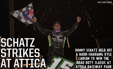 Donny Schatz won the Brad Doty Classic at Attica (Dave Biro-DB3 Imaging)