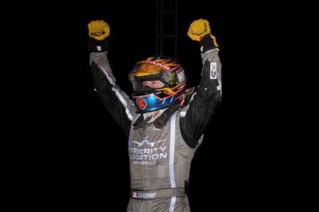 Tyler Courtney won his first Lincoln Park Speedway USAC AMSOIL National Sprint Car feature Friday night. Courtney's grandparents, Mike and Verla Farrar, owned and operated the track for nearly two decades between 1981 and 1996. (Travis Branch Photo)