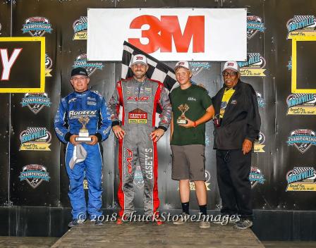 Winners on Saturday at Knoxville were Joey Saldana (360), Brian Brown (410) and Kelby Watt (305) (Chuck Stowe Photo)