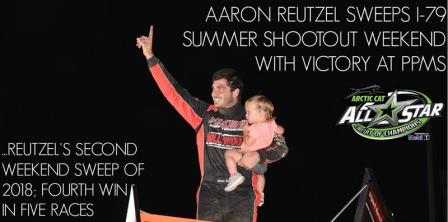 Aaron Reutzel swept the weekend with the All Stars with his win Saturday at Pittsburgh Pennsylvania Motor Speedway (Rick Rarer Photo)
