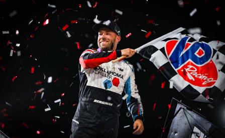 Seth Bergman won the ASCS stop in Benton, Missouri Friday (Emily Schwanke Photo) (Video Highlights from DirtVision.com)