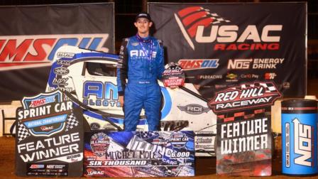 Mitchel Moles of Raisin City, California captured victory in Friday night's Illinois Sprint Car Championship opener at Red Hill Raceway in Sumner, Illinois. (Rich Forman Photo) (Video Highlights from FloRacing.com)