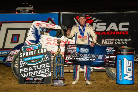 Brady Bacon captured round five of USAC NOS Energy Drink Indiana Sprint Week Presented by K & N Filters on Tuesday night at Circle City Raceway. (Ryan Sellers Photo) (Video Highlights from FloRacing.com)