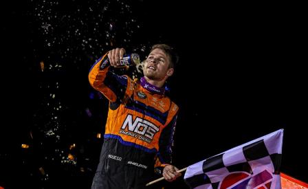 Sheldon Haudenschild won the WoO feature at Ogilvie Friday (Tyler Carr Photo) (Video Highlights from DirtVision.com)