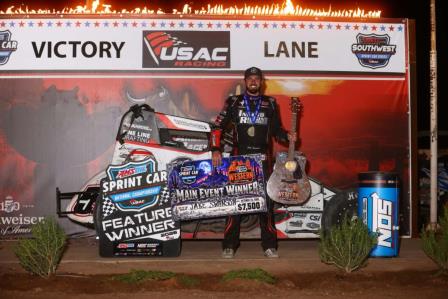 Jake Swanson captured his second straight Western World Championships USAC Sprint Car prelim feature victory on Friday night at Central Arizona Raceway. (Rich Forman Photo) (Video Highlights from FloRacing.com)